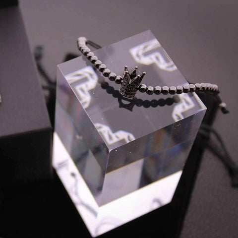 Image of Bracelet Ajustable Couronne Hématite - Crown B Bracelets