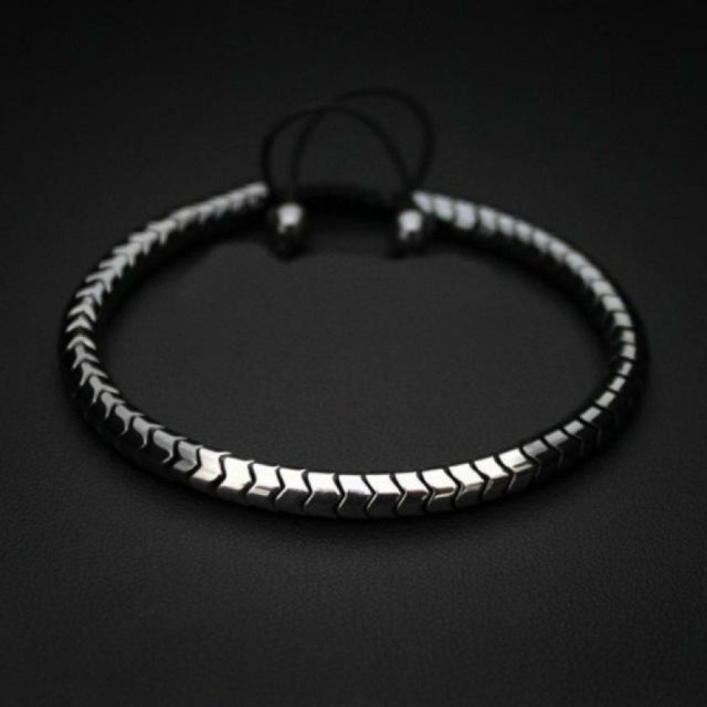 Bracelet Ajustable Homme Maille Luxe - Iguane Argent / Noir Bracelets