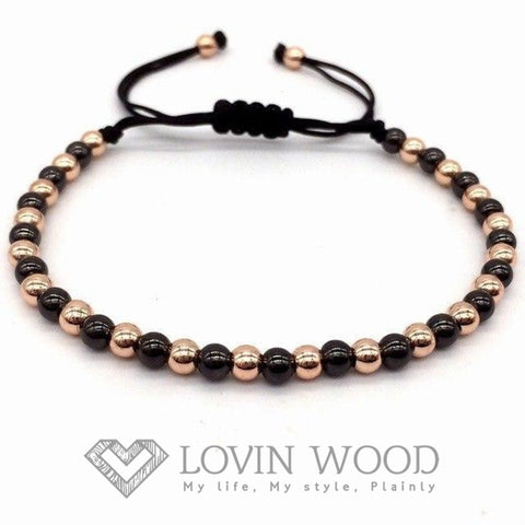 Image of Bracelet Ajustable Perles Bicolores - Lity P Or Rose Bracelets