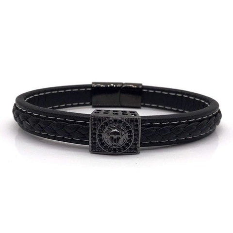 Image of Bracelet Homme Cuir Lion - Wild B Noir / Lanière Une Tresse Bracelets