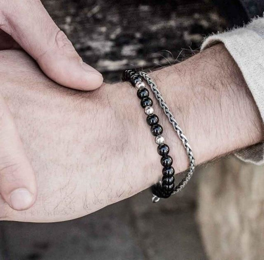 Ensemble Bracelets Perles Noires - Enchained Modele Iv Bracelets