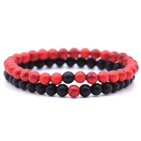 Image of Ensemble Bracelets Stone Noir - M.wahlberg Rouge Bracelets